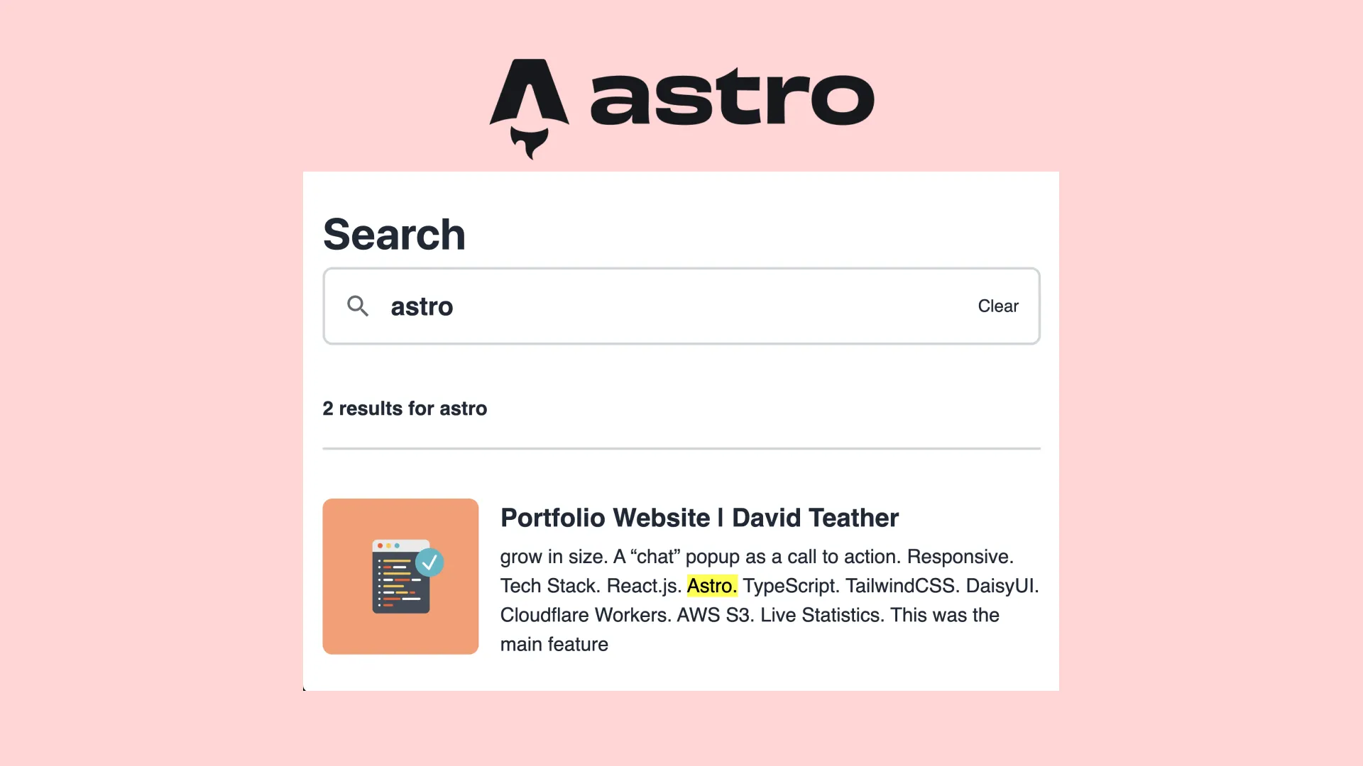 Adding an Astro Search Bar